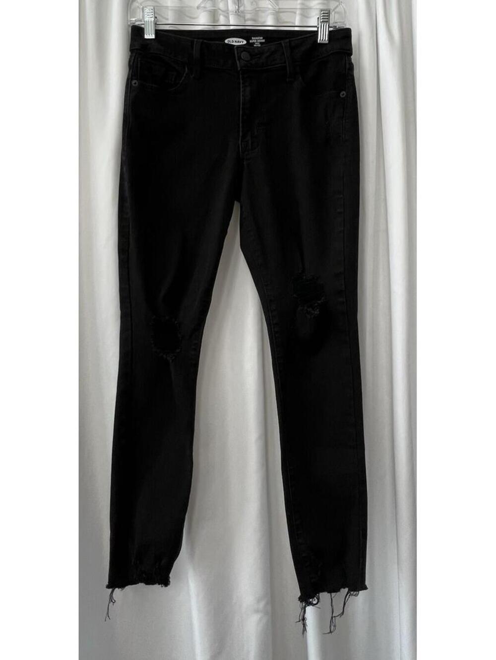 Old Navy Jeans Women's Size 6 Black Rockstar Super Skinny Ankle Mid-Rise